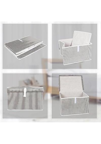 Çok Amaçlı Düzenleyici Kapaklı Sandık Tipi Kutu Hurç Organizer 3 Lü Set Gri, Mini 40 X 30 X 26