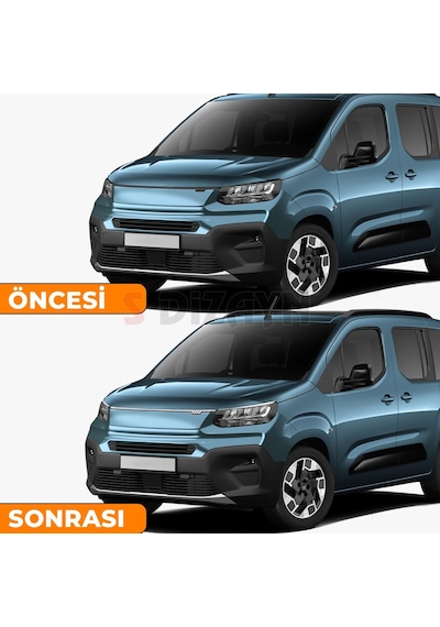 S-dizayn Fiat Doblo 3 Krom Ön Panjur Ve Far Üzeri Çıta Seti 3 Prç. 2023 Üzeri A+ Kalite