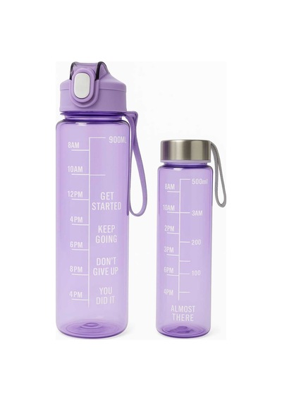 2 Li Motivasyon Matara 900 Ml-500 Ml Lütfen Renk Belirtiniz Çok Renkli Belirtilmemiş Diğer