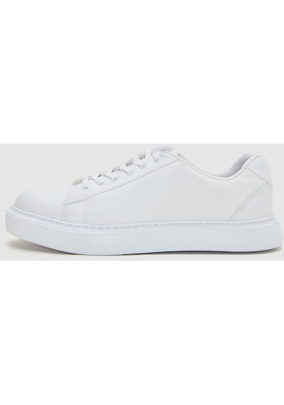 D's Damat 0EC09ORT0378 Beyaz Kalın Beyaz Tabanlı Bağcıklı Sneaker Ayakkabı Beyaz