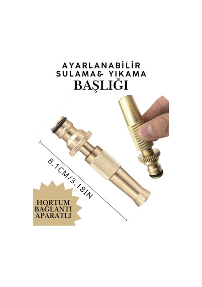 Metal Ayarlanabilir Sulama Başlığı Araba Yıkama Sök Tak Bahçe Sulama Hortum Bağlantı Adaptörlü Set