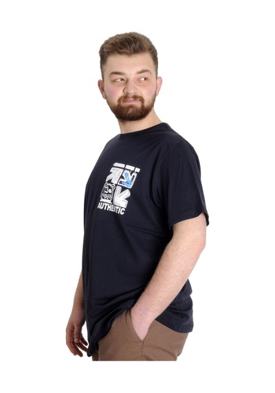 Mode Xl Büyük Beden Erkek T-Shirt Authentıc 23140 Lacivert 001