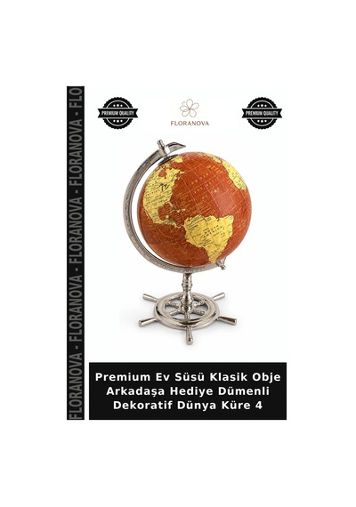 Premium Ev Süsü Klasik Obje Arkadaşa Hediye Dümenli Dekoratif Dünya Küre 4 Çok Renkli