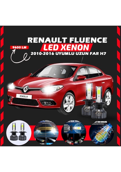 Renault Fluence 2010-2016 Uzun Far Uyumlu Şimşek Etkili Led Xenon Pro Series H7