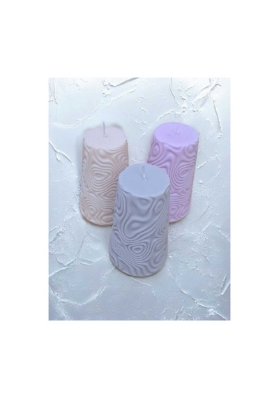 Organik Dalga Desenli Büyük Soya Mum El Yapımı Kokulu 330 Gr Premium Dekoratif Mum Mor - 714840401 Mor