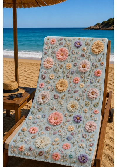 Plaj Havlusu Ss-26 Koleksiyonu Premium Özel Tasarım Hızlı Kuruyan Mikrofiber Havlu 75x150 Cm Lacivert