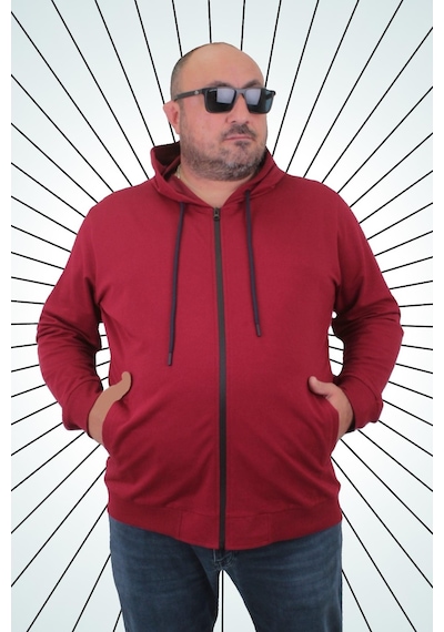 Moc Grande Mocgrande Büyük Beden Basic Mevsimlik Fermuarlı Kapüşonlu Sweat 22751 Bordo-Bordo Moc Grande Mocgrande Büyük Beden Basic Mevsimlik Fermuarlı Kapüşonlu Sweat 22751 Bordo-Bordo