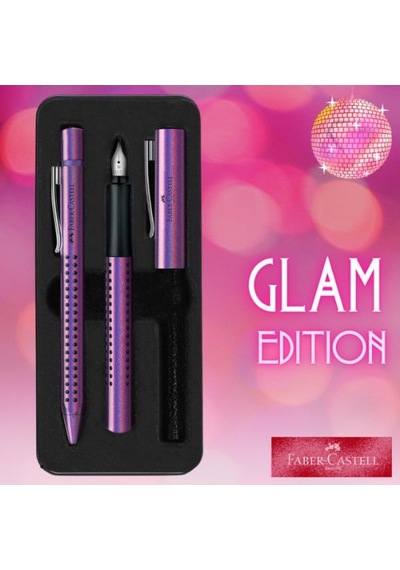 Faber Castell Grip Edition Dolma Kalem-tükenmez Kalem Matal Kutu Hediye Seti Violet Glam Çok Renkli