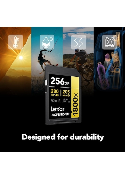 Lexar Prof 256gb 1800x Sdxc Uhs-ıi 270mb/s Read 180mb/s Write C10