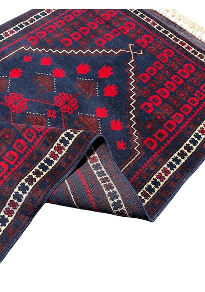 El Dokuma Sıfır Yağcıbedir Halısı 81x133 Lacivert Kök Boya Halı Lacivert
