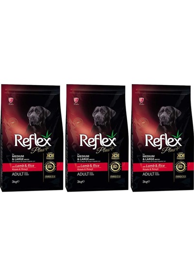 Reflex Plus Kuzulu Pirinçli Yetişkin Köpek Maması 3 x 3 KG