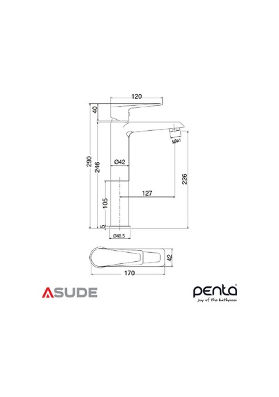 Penta 4901h Nova Yuksek C.lavabo Bataryası Sarı