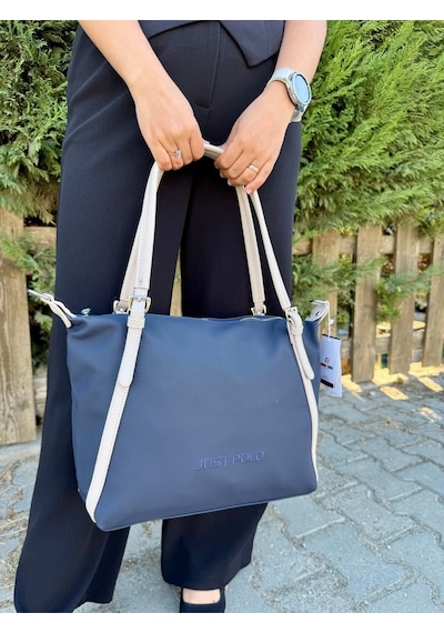 Just Polo Kadın Krem Taba Büyük Boy Lakost Kumaş El Ve Omuz Çantası P346037mh Krem - Taba