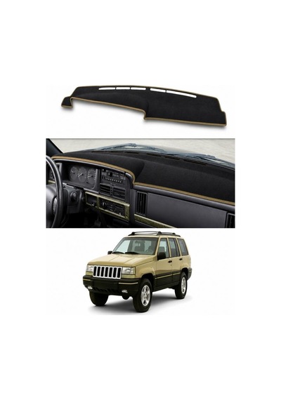 Jeep - Grand Cherokee 1992-1998 Uyumlu Torpido Koruma Kılıfı - Taba Şeritli