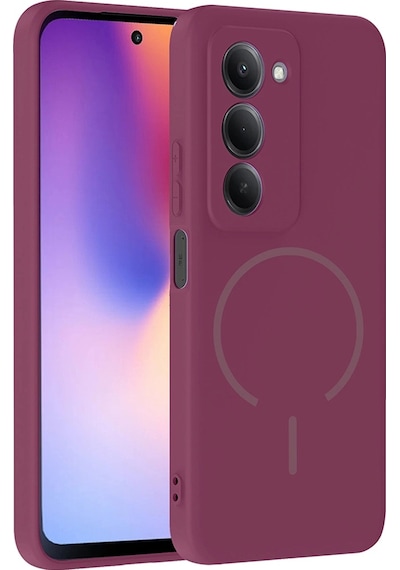 Xiaomi Redmi 15 Kılıf M-safe Şarj Özellikli Zore Meta Kapak Mürdüm