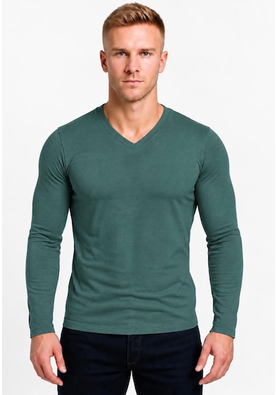 Axxel Erkek Mint Yeşili Pamuklu Likralı Süprem Uzun Kollu T-shirt-d236