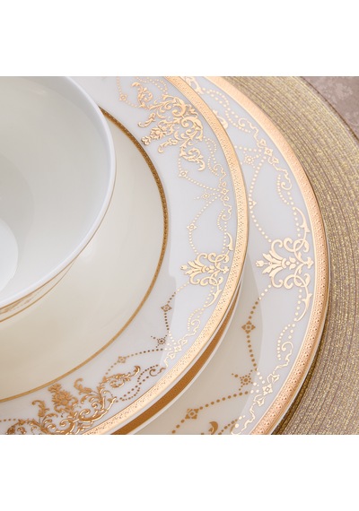 Evaliza Infinity Gold 60 Parça 12 Kişilik Yemek Takımı Renkli