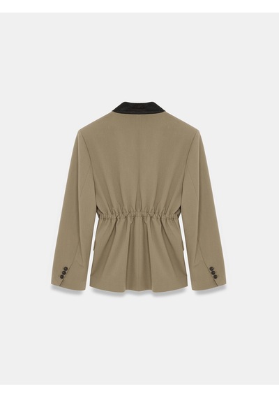 Dilvin 60827 Kontrast Yaka Blazer Ceket-yeşil