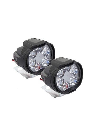 2 Adet 6 Ledli Motosiklet Scooter Uyumlu Led Sis Farı Çakar Ve Sabit Mod Açma Kapatma Tuşlu