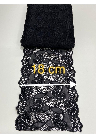 Likralı Dantel Esnek Dantel 1 Metre Siyah
