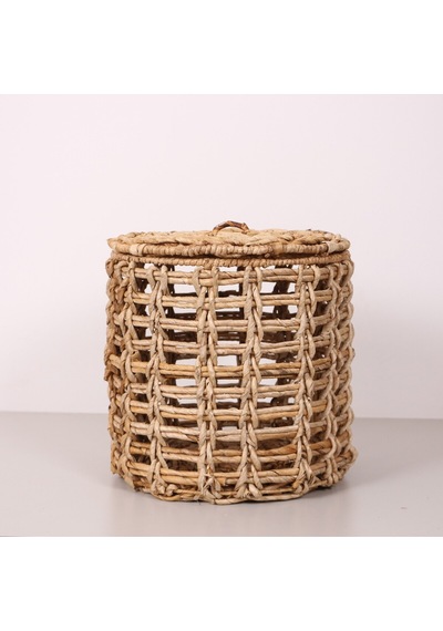 Side Doğal Abaka 33x33 Cm Kapaklı Çamaşır Ve Dekorasyon Sepeti Bej