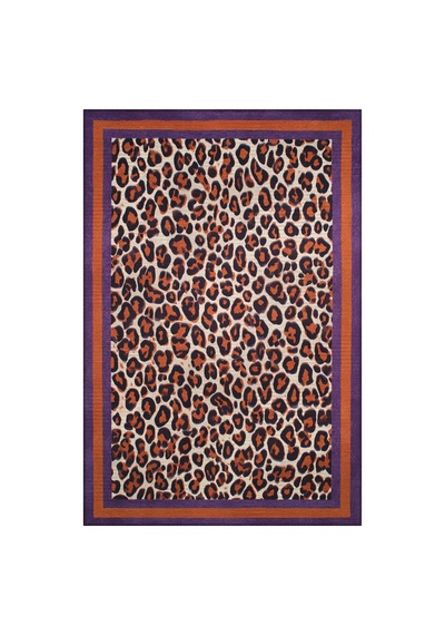 Safari Leopar Halı Mor Turuncu Halı Modern Halı İnce Halı Tasarım Halı Salon Halısı Koridor Halısı