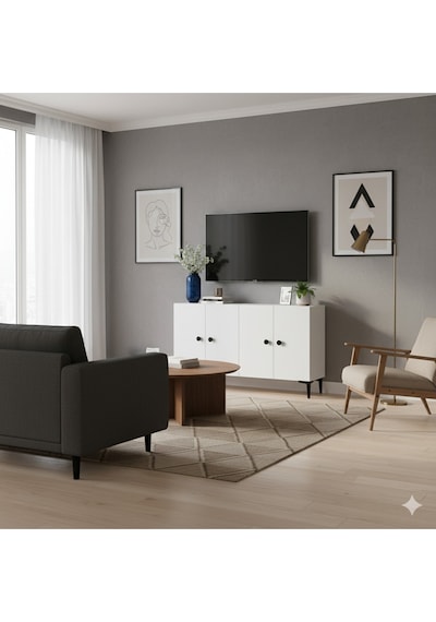 Ka1205b Pella120 Konsol, Kahve Köşesi Ve Tv Sehpası Beyaz 120cm Beyaz Ka1205b Pella120 Konsol, Kahve Köşesi Ve Tv Sehpası Beyaz 120cm Beyaz