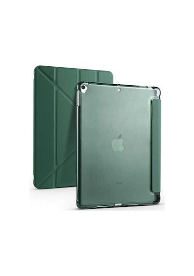 İpad 10.2 2020 8.nesil A2270-a2428-a2429-a2430 Uyumlu Kalem Bölmeli Dönebilen Üçgen Standlı Tri Folding Tablet Kılıfı - Mor - T15515