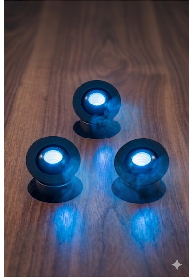 3 Adet Set Parmak Spot Mavi Renkli Ufo Led Spot Tv Ünitesi Spotu Siyah Kasa Yıldız Led Spot 3 W Diğer