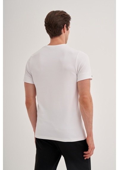 Cazador Slim Fit Erkek Premium Spor Basıc İnce Tshirt 42020 Beyaz