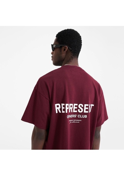 Flood Of Style Erkek Bordo Represent Baskılı Bisiklet Yaka Tshirt