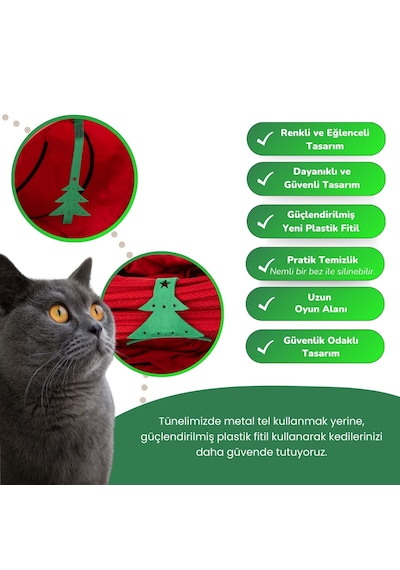 Miyav Kırmızı Renkli Uzun Kedi Tüneli 125 Cm