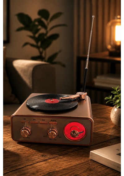 Meier Md-1217bt Kahverengi Nostaljik Görünümlü Bluetooth Hoparlör Ve 3 Bantlı Şarjlı Radyo