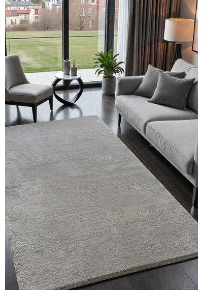 Peluş Post Halı Yumuşak Dokulu Modern Salon Oturma Odası Çocuk Odası Hol & Antre Halısı Gri Gri