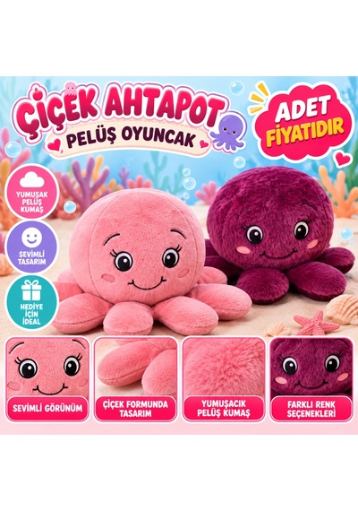 Çiçek Ahtapot Peluş Oyuncak Adet Fiyatıdır Çok Renkli