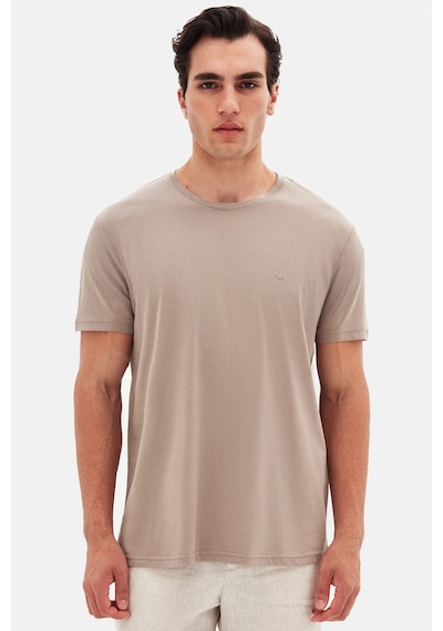 D's Damat Ds Damat Regular Fit Vizon Düz Nakışlı %100 Pamuk T-shirt 4hc140632006m Vizon