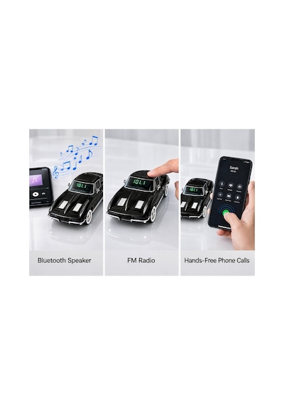 Ws1969 Klasik Araba Tasarımlı 10w Güçlü Ses Led Işıklı Usb,handsfree,bluetooth Hoparlör,fm Radyo-siyah