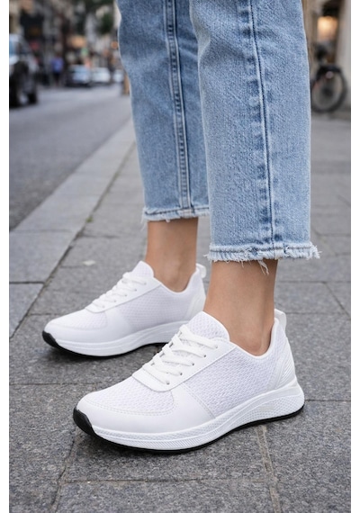 Kadın Sneaker Nefes Alan Fileli, Hafif Ve Konforlu Beyaz