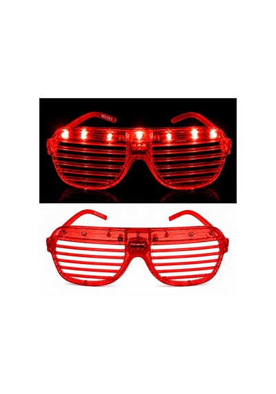Led Işıklı Panjur Parti Gözlüğü Kırmızı Renk Shutter Gözlük - Zmff-899707 Renkli