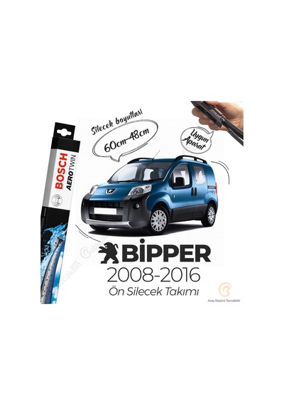 Peugeot Bipper Muz Silecek Takımı 2008-2017 Bosch Aerotwin
