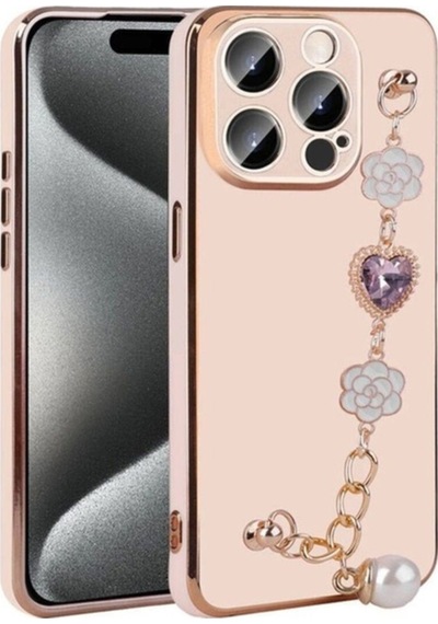 Apple Uyumlu iPhone 15 Pro Max Kılıf El Tutamaçlı Kamera Korumalı Zore Taka Silikon Kapak Pembe