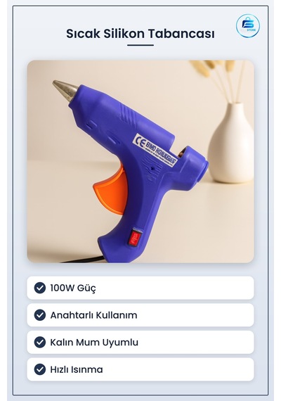 Silikon Tabancası 100w Anahtarlı Kalın Mum Uyumlu Sıcak Yapıştırm
