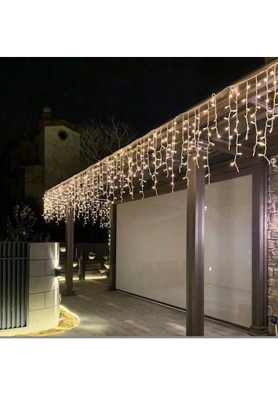 Ack Saçaklı Süsleme Ledi Günışığı 3500k Uzunluk 200cm Saçaklar 80/60/40cm 24 Saçak Ip65 Beyaz Flaşlı Çok Renkli