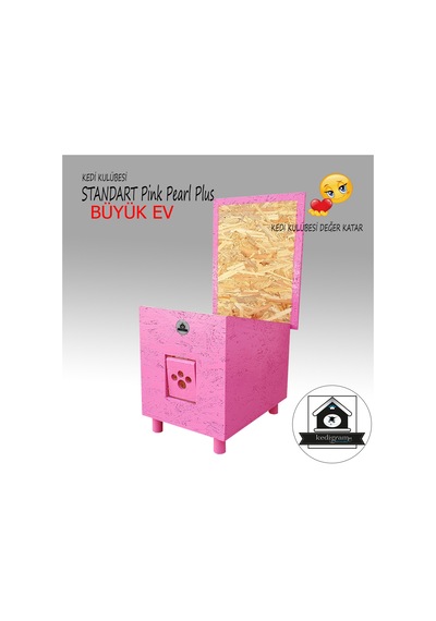 Kedigram Kedi Kulübesi Standart Pink Pearl Plus Kedi Evi Yağlı Boyalı