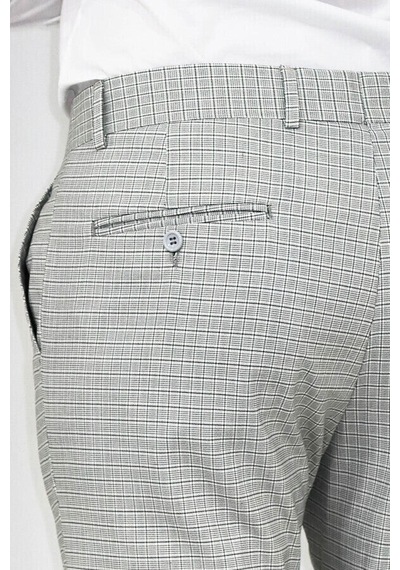 Wessi Slim Fit Kareli Kumaş Gri Erkek Pantolon Gri