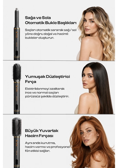 Mkio 10 U 1 Arada Saç Kurutma Ve Şekillendirme Seti Lila