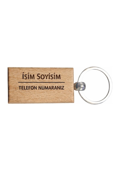 Kişiye Özel Dikdörtgen Ahşap Anahtarlık İsim Soyisim Ve Telefon Numarası Yazılı Lazer Gravür Anahtarlık Kişisel & Acil Durum Anahtarlığı