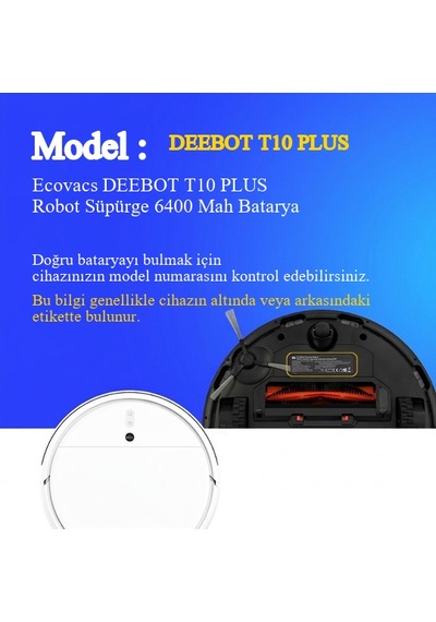 Ecovacs Deebot T10 Plus 6.400 Mah Uyumlu Uzun Ömürlü, Yüksek Performans Pil