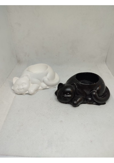 Dekoratif Kedi Mumluk Beyaz