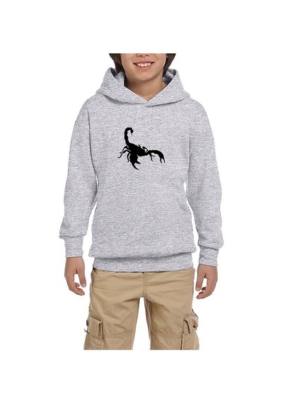 Zepplin Giyim Scorpions Logo White Gri Çocuk Kapşonlu Sweatshirt Gri